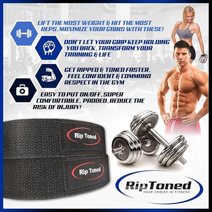 Rip Toned Wrist Wraps & Lifting Straps Combo – Dynamic Duo Push & Pull Support for Weightlifting – Wrist Support Wraps + Padded Grip Straps for Bench, Deadlifts, Rows & Pull-Ups (Men & Women)