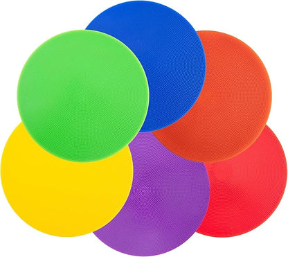 4 inch/9 Inch Colored Poly Spot Marker 12 Pcs, Non-Slip Rubber Agility Markers Flat Field Cones Floor Dots for Football, Basketball Training Markers, Dance Practice and Drills with Flat Cones Points