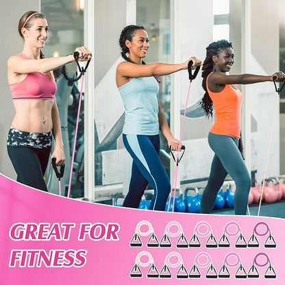 Shappy 10 Pcs Resistance Bands with Handles Exercise Stretch Bands for Exercise Woman Man Training Physical Therapy Workouts Fitness