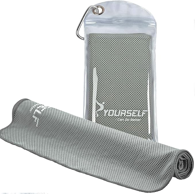 SYOURSELF Cooling Towel, Cooling Towels for Neck,40" x 12"Ice Towel for Instant Cooling Relief, Soft Breathable Chilly, Perfect Yoga, Golf, Sports, Gym, Workout, Athletes Towel (1PC-Grey)