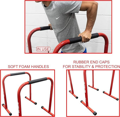 Valor Fitness Non-Slip Dip Station Stands – Bodyweight Exercise Equipment for Dips, L-Sits, Rows, Push-Ups, Pull-Ups Uppr Body Workout - Home Gym Strength Training