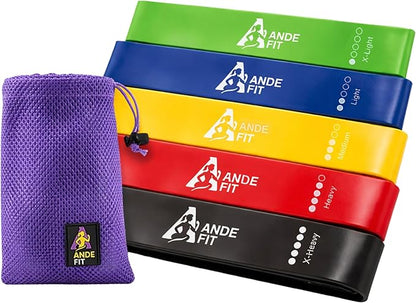 Resistance Bands Set - 5 Levels for Home Workout, Glutes, Yoga & Strength Training - Durable Fitness Bands with Carry Bag