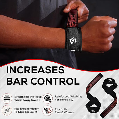 AQF Lifting Wrist Straps for Weightlifting, Powerlifting & Deadlifts – 23” Neoprene Padded Cotton Straps for Strength Training & Gym Workouts - Maximum Grip Support for Men & Women