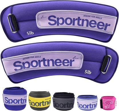 Sportneer Ankle Weights 0.5/1/2/3/5 LBS 1 Pair Wrist Leg Arm Weights for Women Men Kids Child with Adjustable Straps, Strength Weighted for Jogging Running Walking Fitness Gym Workout