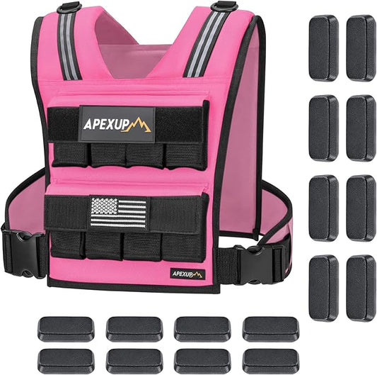 APEXUP Adjustable Weighted Vest Men 20lbs/30lbs/40lbs Weights with Reflective Stripe, Weight Vest Woman Workout Vest for Strength Training Running Walking