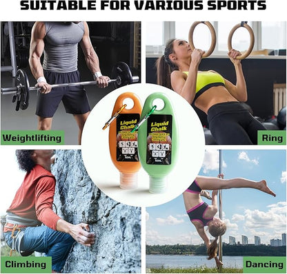 2oz(60ml) Liquid Chalk, Mess Free Gym Chalk for Weightlifting, Gymnastics, Rock Climbing, Dancing, and Lifting. Sweat Resistant and Long Lasting for Stronger Hand Grip