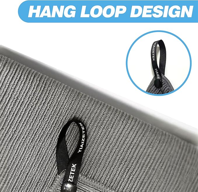 Microfiber Gym Towels with Snap Straps, Yoga Towel for Home and Gym, 16 Inch x 28 Inch, 6 Pack (Black/Blue, 16" x 28")