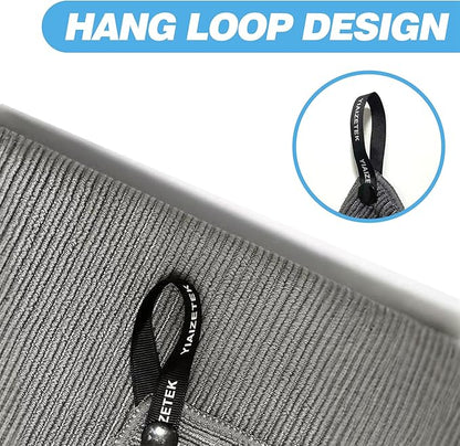 Microfiber Gym Towels with Snap Straps, Yoga Towel for Home and Gym, 16 Inch x 28 Inch, 6 Pack (Black, 16" x 28")