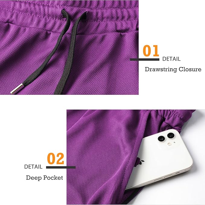 Surenow Mens Running Gym Shorts 3 Inch Breathable Lightweight Athletic Sport Shorts Training Workout Shorts with Pockets