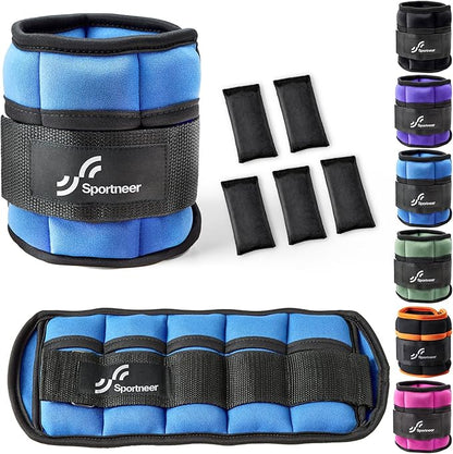 Sportneer Adjustable Ankle/Wrist Weights for Men Women Kids, Weighted Leg & Cuff Strength Training for Yoga Walking Running Aerobics Gym Fitness Physical Therapy