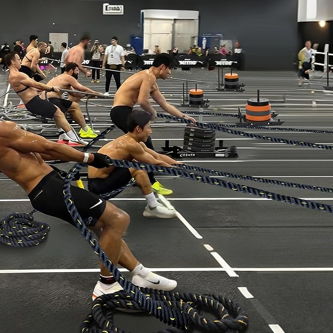 50FT Weight Sled Rope Workout Sled Pulling Rope Sled Push Gym Equipment Rope for Weight Sleds for Training, Tire Pulling Workout Fitness Resistance, Football Exercise Equipment for Men & Women
