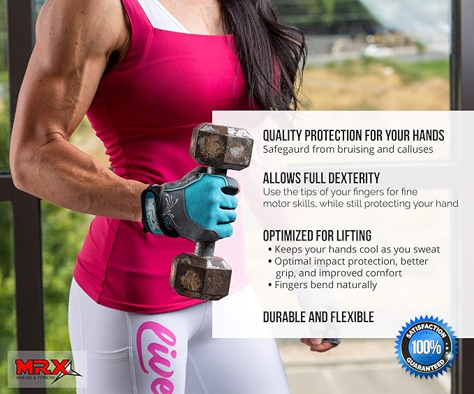 MRX BOXING & FITNESS Weight Lifting/Exercise Grip Gloves for Women, Great for Workouts, Weight Training and More, Pro Series