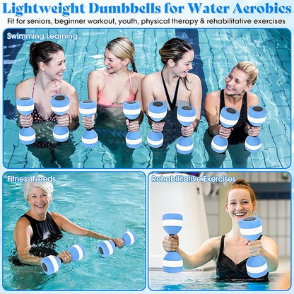 Aquatic Dumbbells, 2PCS EVA Foam Water Weights, Aquatic Exercise Dumbbells for Adults Youth Women Water Workouts Tools