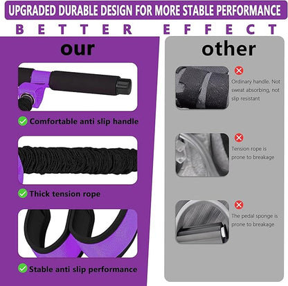 Pedal Resistance Band with Handle, Thickened Latex Tubes & Soft Foot Pedal, Full Body Workout Equipment for Glutes Legs Arms Waist, Pilates Physical Therapy Sit Up Gear for Home Gym