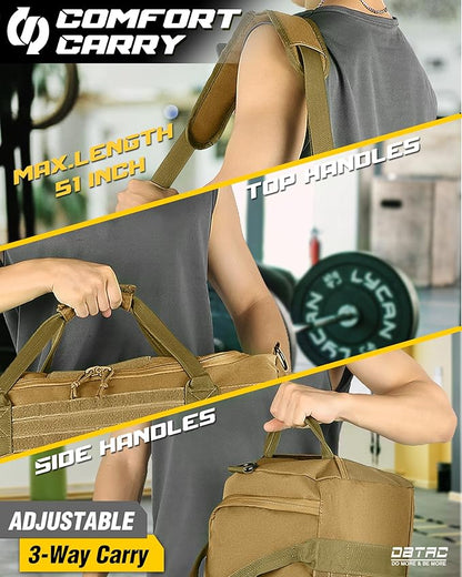DBTAC 40L Tactical Gym Bag for Men | Military Heavy Duty Duffle Bag with Adjustable Strap for Gym Workout Fitness, Basketball Soccer Sport Training & Weekend Travel, Brown