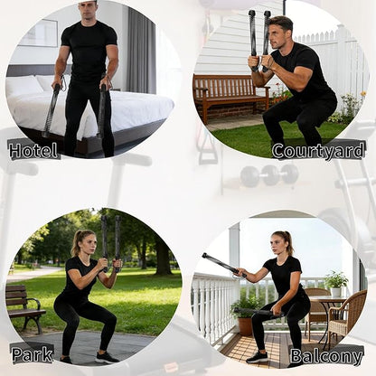 Ropeless Battle Ropes for Home Gym for Men & Women, Portable Cordless Weighted Workout Rope Set with Storage Bag & Workout Guide, Cordless Battle Ropes Alternative for HIIT Cardio(Black)