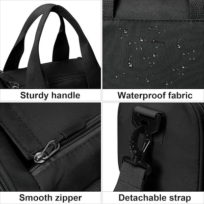 Mini Small Crossbody Bag Gym Bag for Women Men, Cute Small Duffle Bag Aesthetic Sports Handbag, Waterproof Gym Tote Bag Portable Fitness Shoulder Bag for Sports Travel (Black-a)