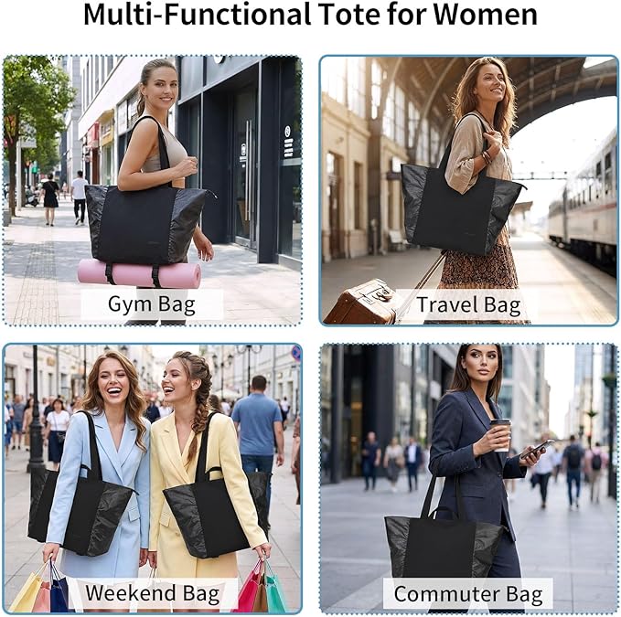 Tote Bag for Women, Lightweight Versatile Gym Travel Bags with Yoga Mat Strap, Wet Pocket, Shoe Bag & Cosmetic Pouch, Everyday Tote for Workout Fitness Pilates Swimming Work Stylish Handbag