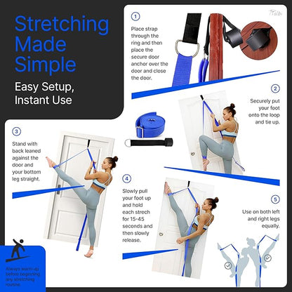Stretching Strap with Door Anchor & Resistance Band – Leg Stretcher for Improving Flexibility & Splits – Ideal for Ballet, Dance, Cheer, Yoga & Gymnastics – Home Training Equipment for All Levels