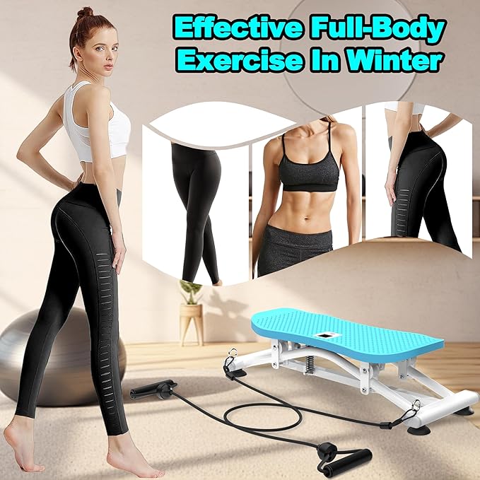 KINMAC Indoor Ski Simulator with Resistance Bands - Balance Board Home Gym Sliding Machine for Full-Body Cardio, Non-Slip Base, Core & Leg Workout Trainer