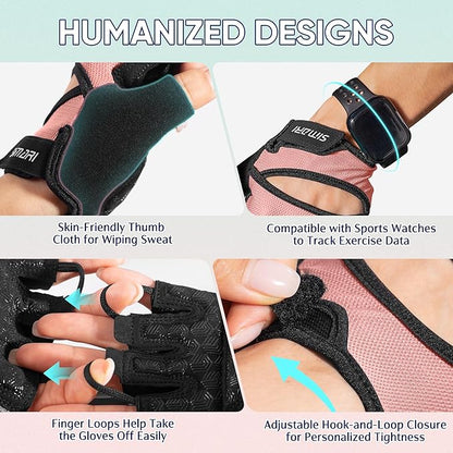 SIMARI Workout Gloves for Women Men with Full Palm Protection, Strong Grip, Cushion Impact, Breathable, Suitable for Gym Training, Kayaking, Weight Lifting, Exercise, Fitness, Cycling