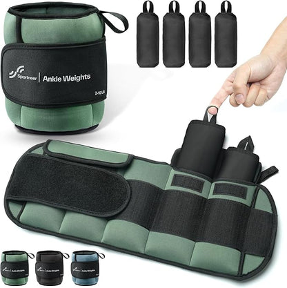 Sportneer 20lbs/Pair Adjustable Ankle Weights for Women and Men, Modularized Leg Weight for Yoga, Walking, Running, Aerobics, Gym, Physical Therapy