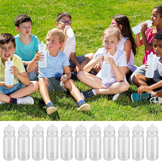 100 Pack Water Bottles Bulk 20 oz Reusable Plastic Water Bottles with Pull Top Cap Dishwasher Safe Sports Drinking Bottle for Fitness, Hiking, Cycling, or Gym Workout