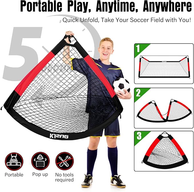 Kids Soccer Goal for Backyard Set - 2 of 6x4 ft Soccer Goals Training Equipment, Soccer Net for Kids Age 3-5 6-8 8-10 10-12, Ball, Targets for Toddler Kid Youth Soccer Games Sports Outdoor Play