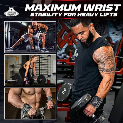 Bear Grips Wrist Wraps for Weightlifting | Weight Lifting Wrist Straps for Weightlifting | Extra Strength Gym Wrist Wraps | Two Wrist Wrap Per Pack | 12” & 18” | Lifting Wrist Wraps for Men & Women