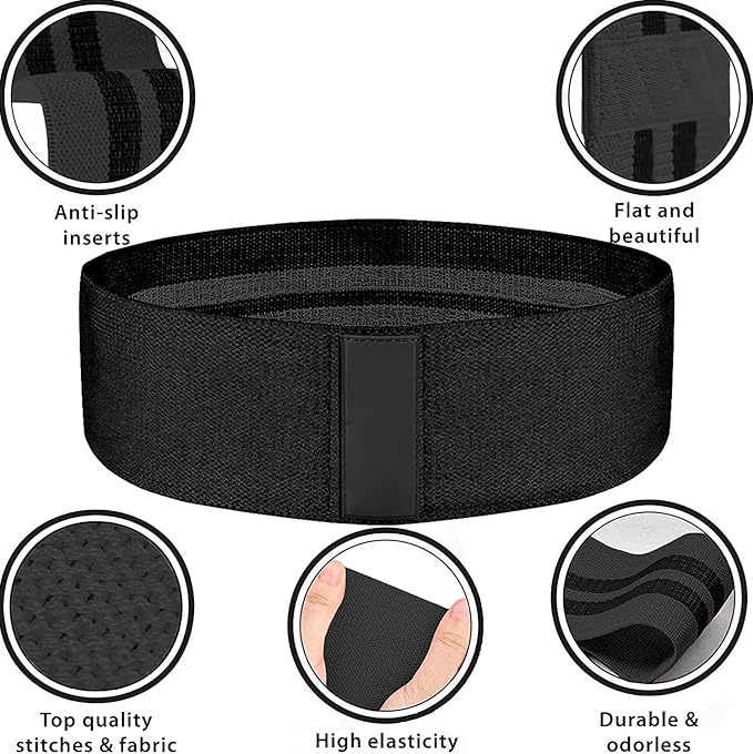 3 Booty Bands Pilates Flexbands Hip Thigh Glute Bands Set Stretch Exercise Bands Fabric Elastic Exercise Resistance Band for Working Out Legs Bands with Workout Bands Guide.