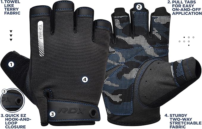RDX Weight Lifting Gloves, Additional Stretchable Long Wrist Support, Full Palm Grip, Men Women Fitness HIIT Workout, Bodybuilding Powerlifting Strength Training Cycling Exercise Home Gym Equipment