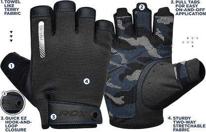 RDX Weight Lifting Gloves, Additional Stretchable Long Wrist Support, Full Palm Grip, Men Women Fitness HIIT Workout, Bodybuilding Powerlifting Strength Training Cycling Exercise Home Gym Equipment