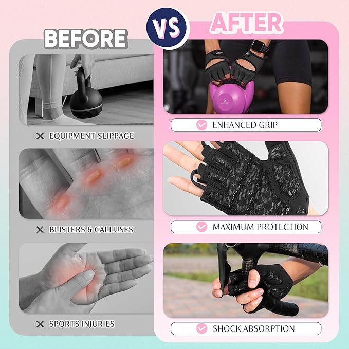 SIMARI Workout Gloves for Women Men with Full Palm Protection, Strong Grip, Cushion Impact, Breathable, Suitable for Gym Training, Kayaking, Weight Lifting, Exercise, Fitness, Cycling