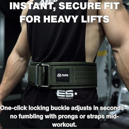 Quick Lock Weightlifting Belt - Adjustable Back Support with Metal Buckle - Ideal for Powerlifting, Cross Training, and Olympic Lifting - Durable Gym Belt for Men & Women