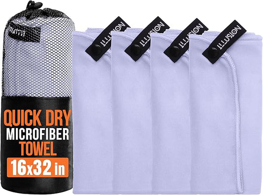 illusion Small Microfiber Gym Towels for Men and Women Active Sports (32" L x 16''W)-Lightweight Quick Dry Gym Towel for Sweat-Workout Towels Ideal for Yoga, Camping, Running, and Outdoor Activities