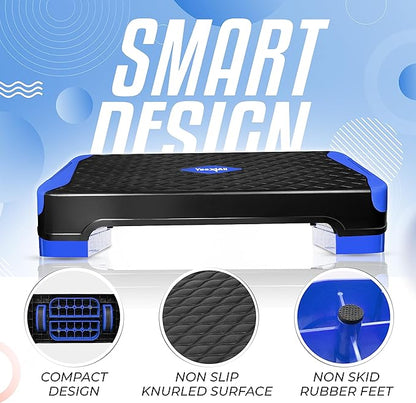 Yes4All 2-in-1 Adjustable Aerobic Step Platform Fitness Exercise Stepper with Rocker Balance Board Legs for Home Workout, Step Exercise & Balance Training