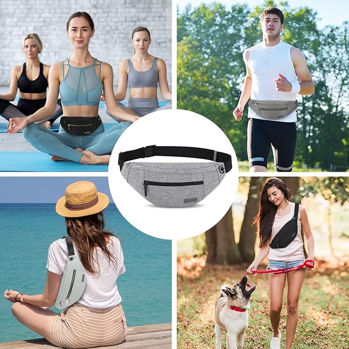 MAXTOP Large Crossbody Fanny Pack with 4-Zipper Pockets,Gifts for Enjoy Sports Festival Workout Traveling Running Casual Hands-Free Wallets Waist Pack Phone Bag Carrying All Phones
