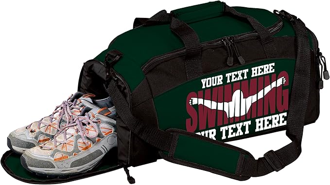 Personalized Swim Team Duffel Bag with Custom Name – Waterproof Swimming Gear Bag for Youth & Adults – Large Pool Bag with Shoe Compartment & Wet Pocket