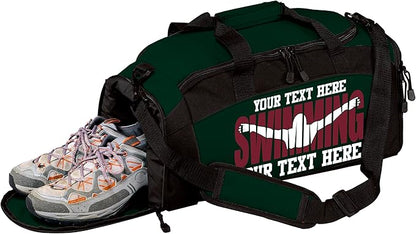 Personalized Swim Team Duffel Bag with Custom Name – Waterproof Swimming Gear Bag for Youth & Adults – Large Pool Bag with Shoe Compartment & Wet Pocket