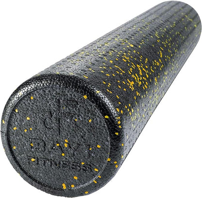 Day 1 Fitness High Density Muscle Foam Rollers - Sports Massage Rollers for Stretching, Physical Therapy, Deep Tissue, Myofascial Release - Ideal for Exercise and Pain Relief - Speckled Yellow, 24”