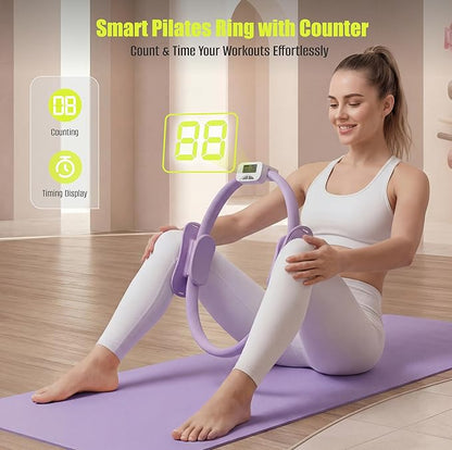 Pilates Kit with Rep Counter Ring for Home Workouts, Includes Pilates Ball, Resistance Bands & Grip Socks, Full Body Workout Set for Women, Beginner-Friendly