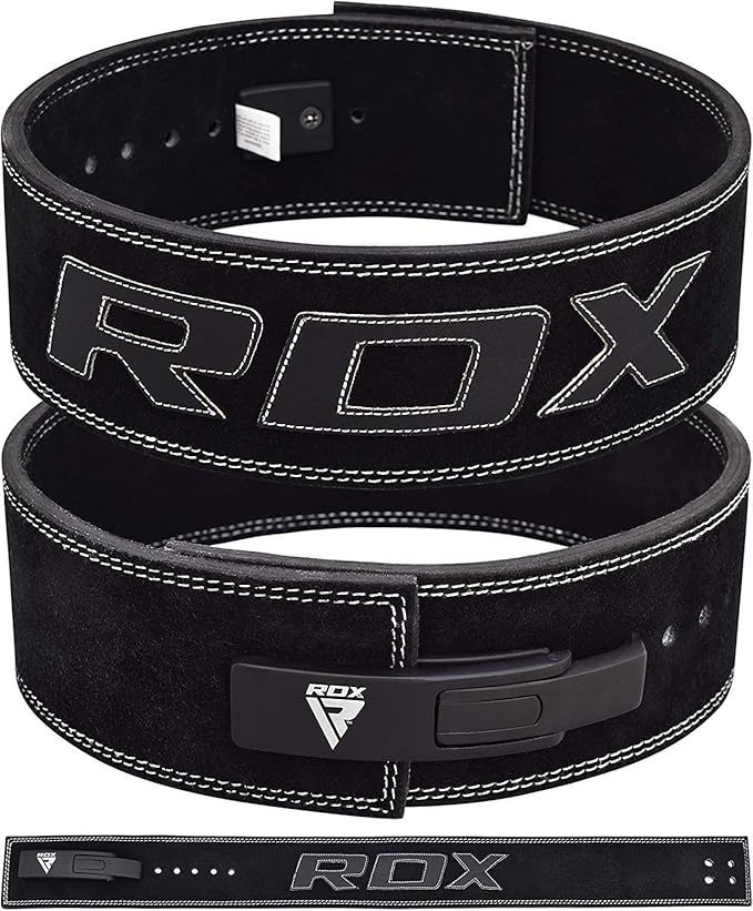 RDX Weight Lifting Belt Powerlifting, Approved By IPL and USPA, 10mm Thick 4" Leather Lumbar Back Support, Lever Buckle Gym Strength Training Equipment, Bodybuilding Deadlifts Squats Workout Men Women