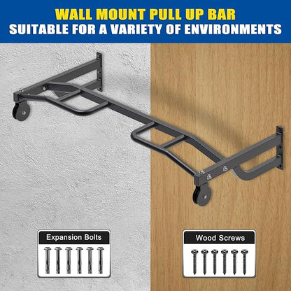 Kipika 48" Ceiling Mounted Pull Up Bar, Heavy Duty Multi-Grip Chin Up Bar,Mounted Pullup Bar, Adjustable Height, Pull Up Bands for Chin Ups & Body Stretching, Ideal for Home Gym and Strength Training
