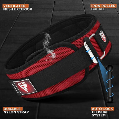RDX Weight Lifting Belt, Curved Padded Back Lumbar Support, Fitness, Core Exercise Workout Bodybuilding Powerlifting Deadlifts Squats, Ladies Gents Men Women Home Gym Equipment
