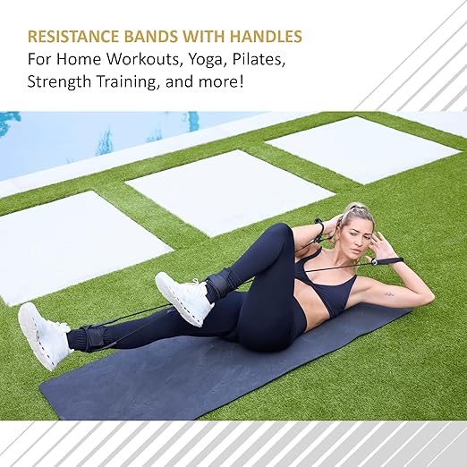 All-in-one Fitness Band, Full Body Exercise Band for Home Exercise or Training on-The-go, Multi-Purpose use for Strength, core, Pilates & More, Heavy - 20 lbs. (Charcoal)