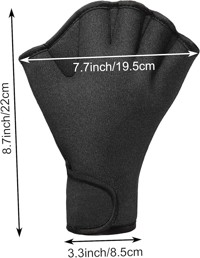 Sumind 2 Pairs Swimming Gloves Aquatic Training Gloves Neoprene Mittens Webbed Fitness Water Aerobics Resistance Training for Women Men Swimming Diving(Large,Black)