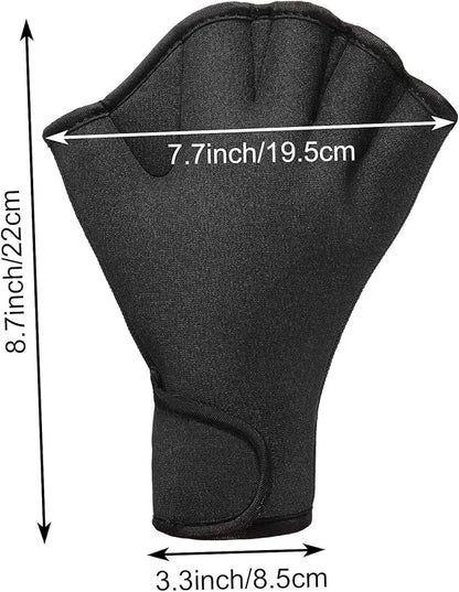 Sumind 2 Pairs Swimming Gloves Aquatic Training Gloves Neoprene Mittens Webbed Fitness Water Aerobics Resistance Training for Women Men Swimming Diving(Large,Black)