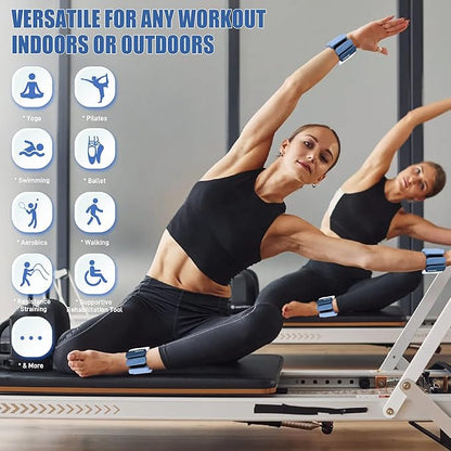 Wrist & Ankle Weights for Women and Men, 2lbs/4lbs Pairs Adjustable Silicone Weighted Bangles for Arm & Leg Workouts, Perfect for Pilates, Barre, Yoga, Walking & Home Fitness 24055