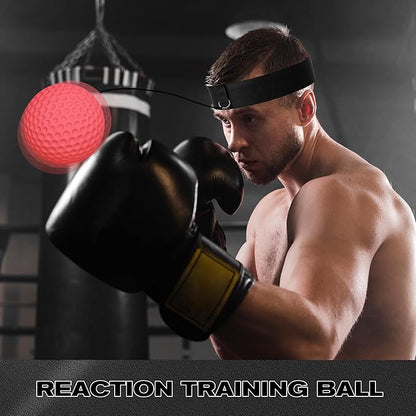 Boxing Reflex Ball with Hand Wraps - 2 Difficulty Levels Boxing Ball to Improve Speed, Hand-Eye Coordination，Fight Reaction for Adults, Kids