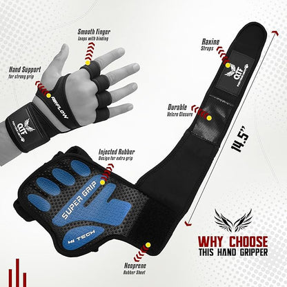 QTF Ventilated Weight Lifting Gloves for Men & Women Workout Gym Fitness Extra Grip with Wrist Support Wrap Cross fit Pull-ups Barbell Training Sports
